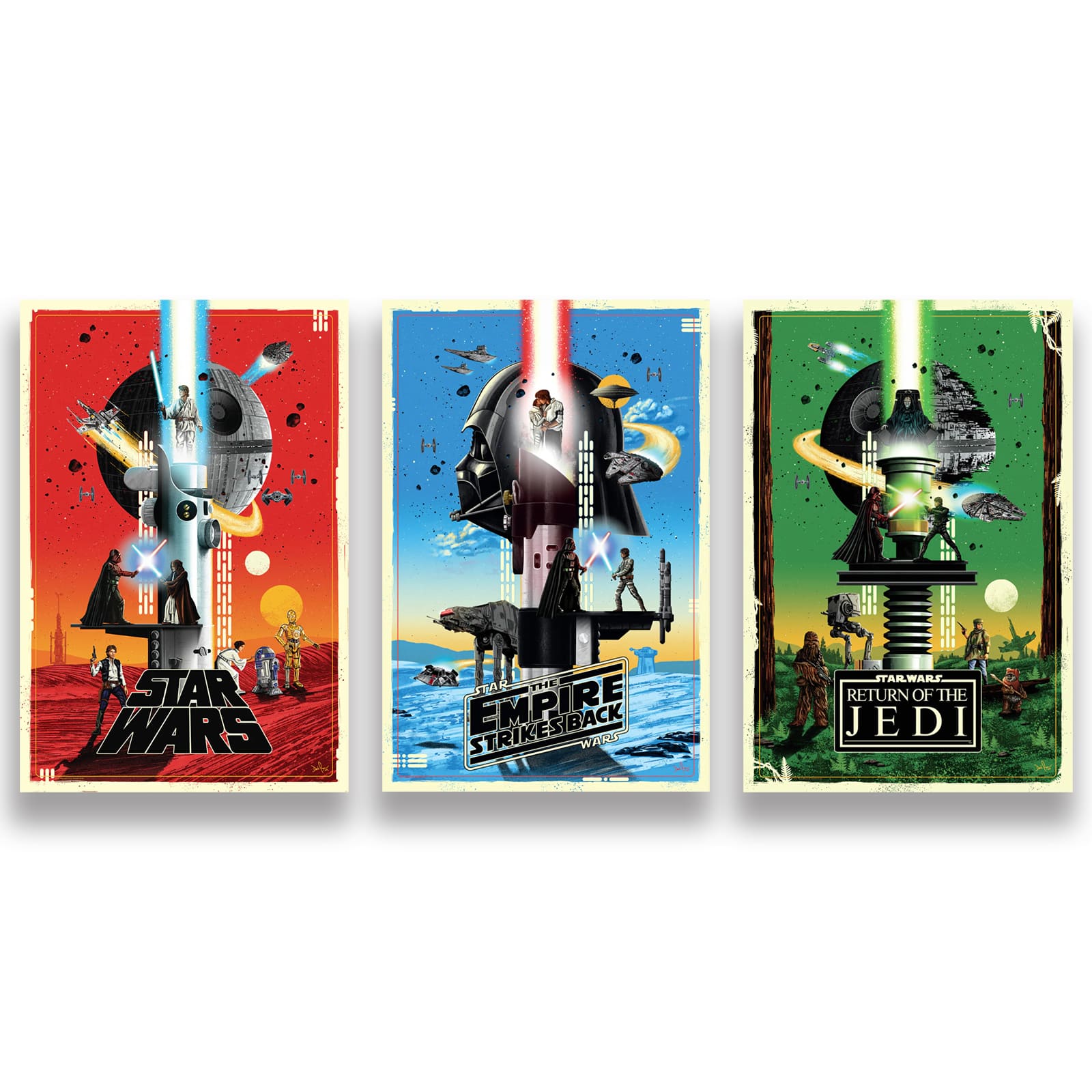 Classic Trilogy Set | Star Wars Poster | Derek Payne | PopCultArt