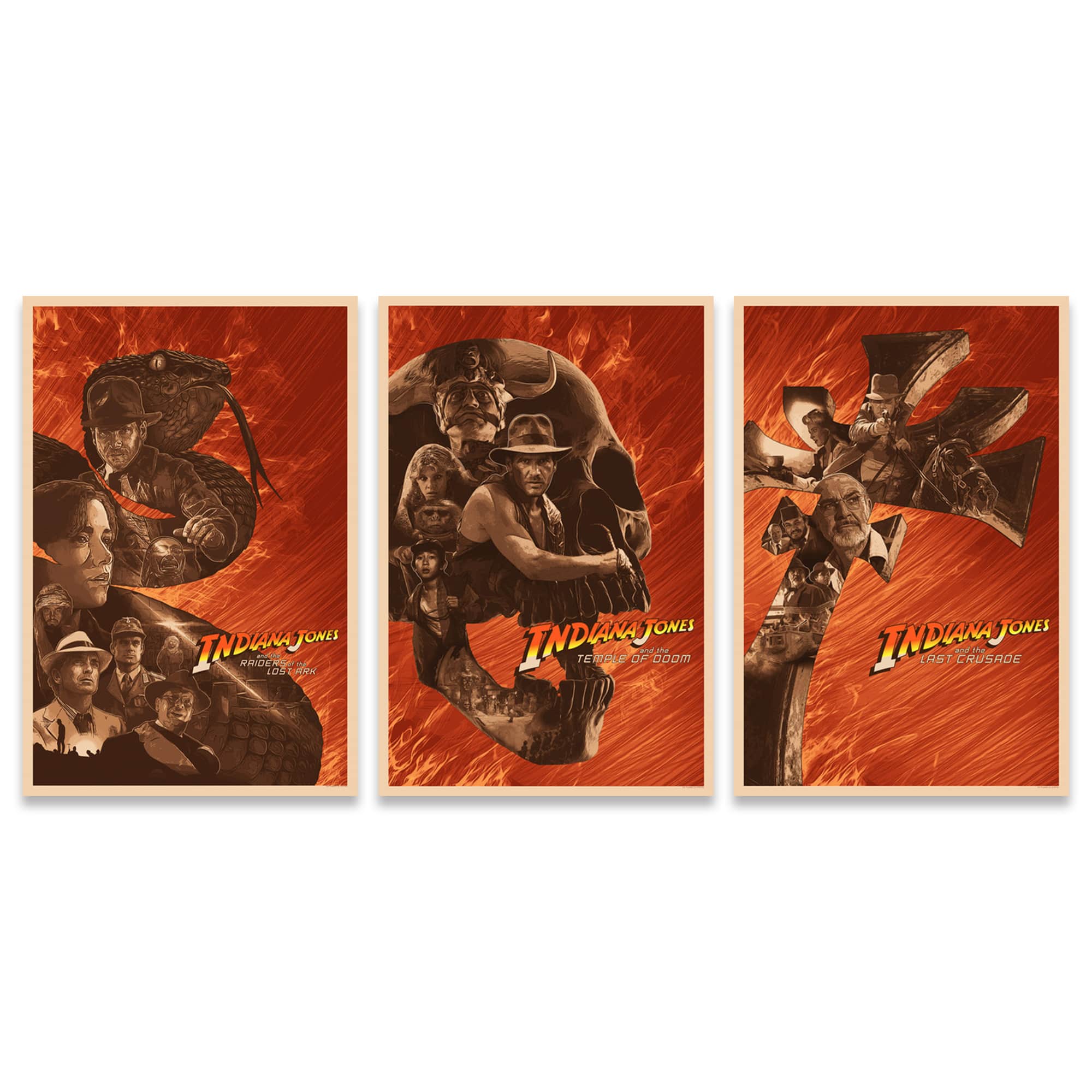 Indiana Jones Trilogy Movie Poster | Devin Schoeffler | PopCultArt